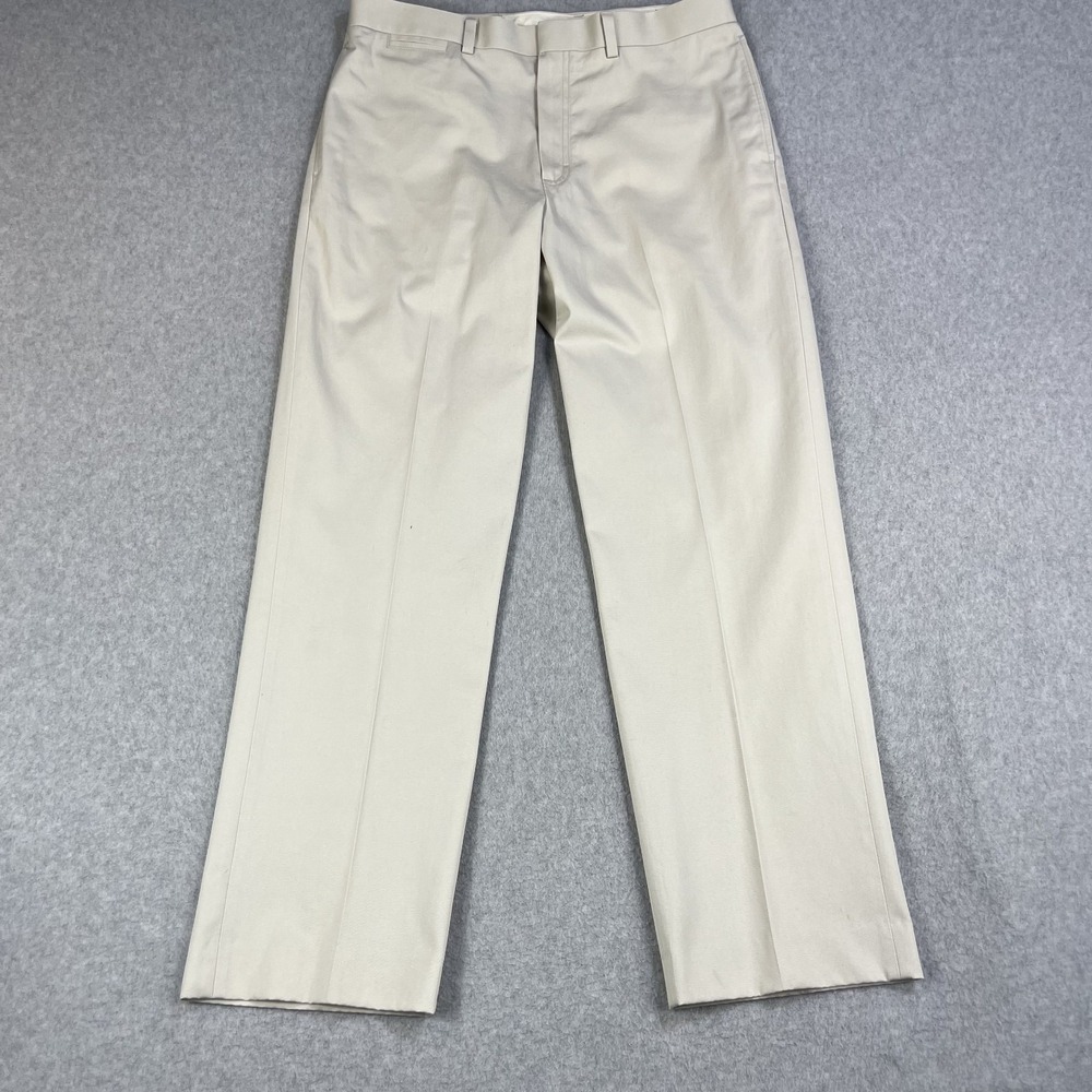 LL Bean Classic Fit Chino Khaki Pants Mens 35x32 Flat Front 100% Cotton #262551